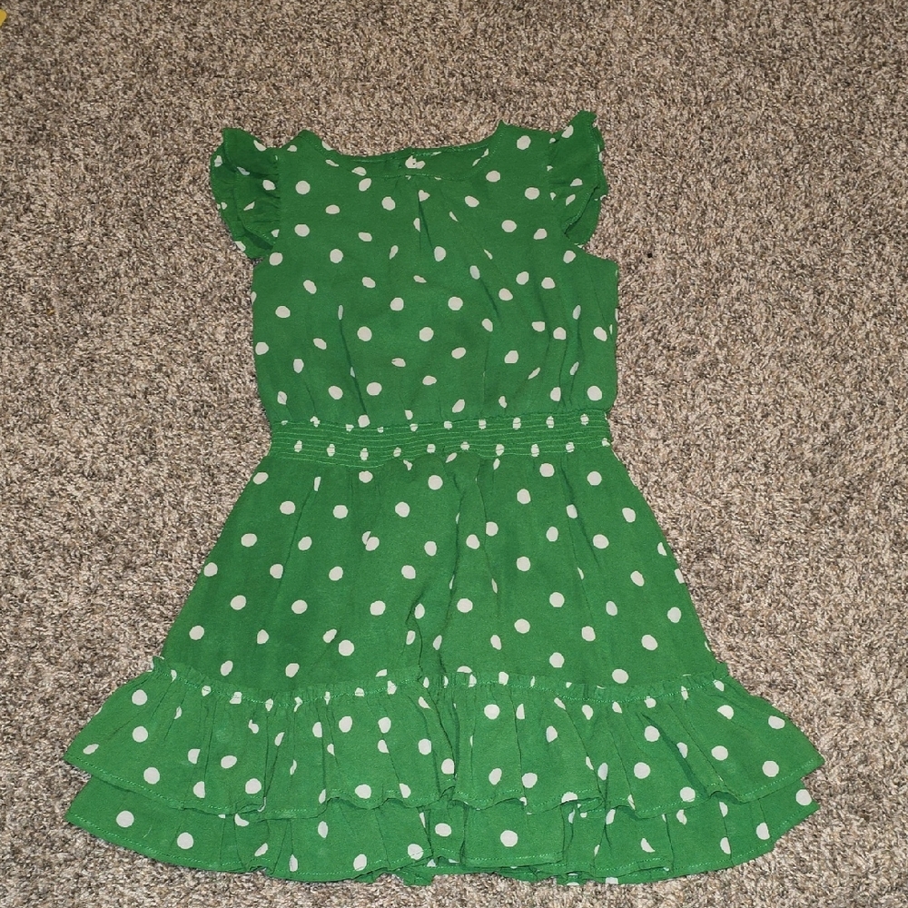 Janie and Jack Girls' Green Polka Dot Ruffle Dress